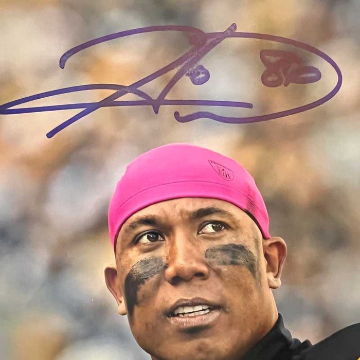 Hines Ward (in Pink Beanie) Signed with Ben Roethlisberger Photo - DAMAGED 5
