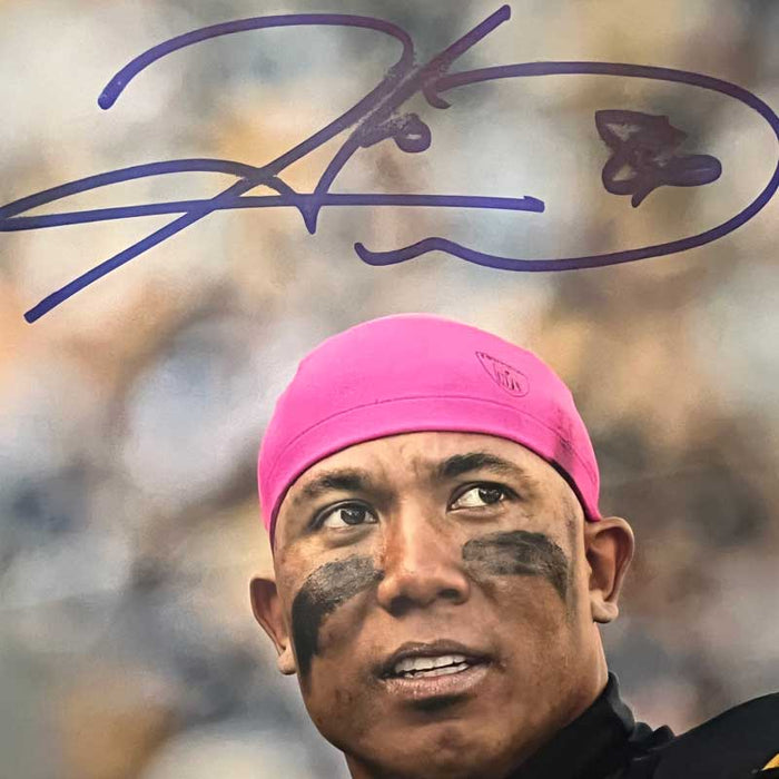 Hines Ward (in Pink Beanie) Signed with Ben Roethlisberger Photo - DAMAGED 7