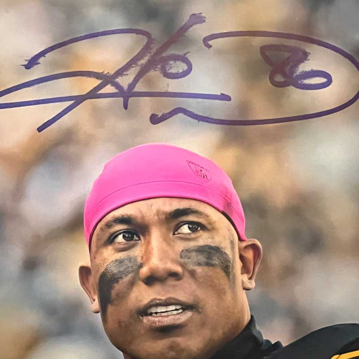 Hines Ward (in Pink Beanie) Signed with Ben Roethlisberger Photo - DAMAGED 9