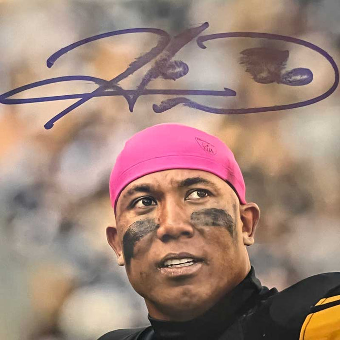 Hines Ward (in Pink Beanie) Signed with Ben Roethlisberger Photo - DAMAGED 10