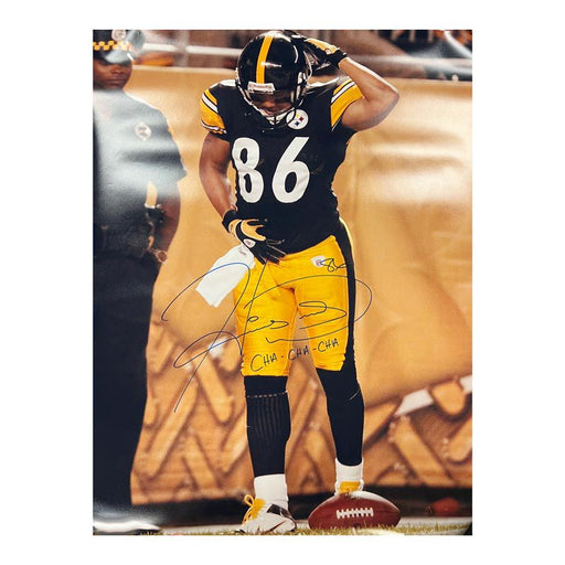 Hines Ward Signed Dancing in Endzone 30x40 Photo with "Cha-Cha-Cha"