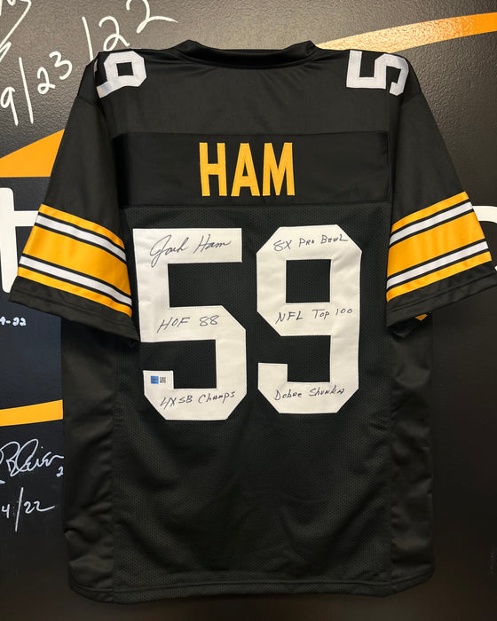 Jack Ham Autographed Custom Black Jersey (HOF 88/4X SB Champs/8X Pro Bowl/NFL Top 100/Dobre Shunka)