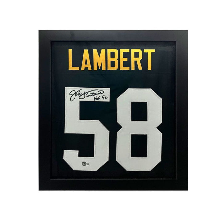 Jack Lambert Autographed Black Custom Jersey with 'HOF 90' Professionally Framed (Compact)