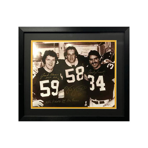Jack Lambert, Jack Ham & Andy Russell Autographed 20x24 Photo with "NFL Record 24 Pro Bowls"- Professionally Framed