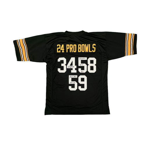 Jack Lambert, Jack Ham, Andy Russell Autographed Custom "24 Pro Bowls" Black Football Jersey