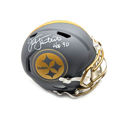 Jack Lambert Signed Pittsburgh Steelers Replica Full Size SLATE Helmet with 'HOF 90'