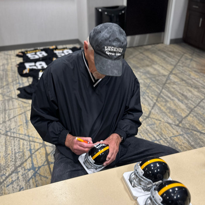 Jack Lambert Signed Pittsburgh Steelers Throwback Speed Mini Helmet "HOF 90"