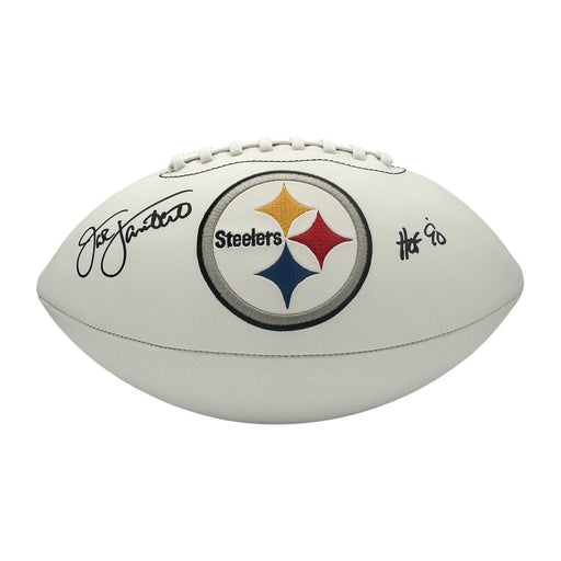 Jack Lambert Signed Pittsburgh Steelers White Logo Football with "HOF 90"