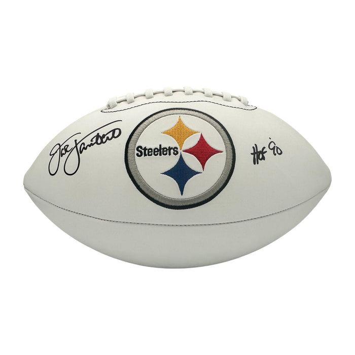 Jack Lambert Signed Pittsburgh Steelers White Logo Football with "HOF 90"