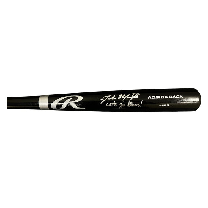 Jake Mangum Signed Black Rawlings Baseball Bat with "Let's Go Bucs!"