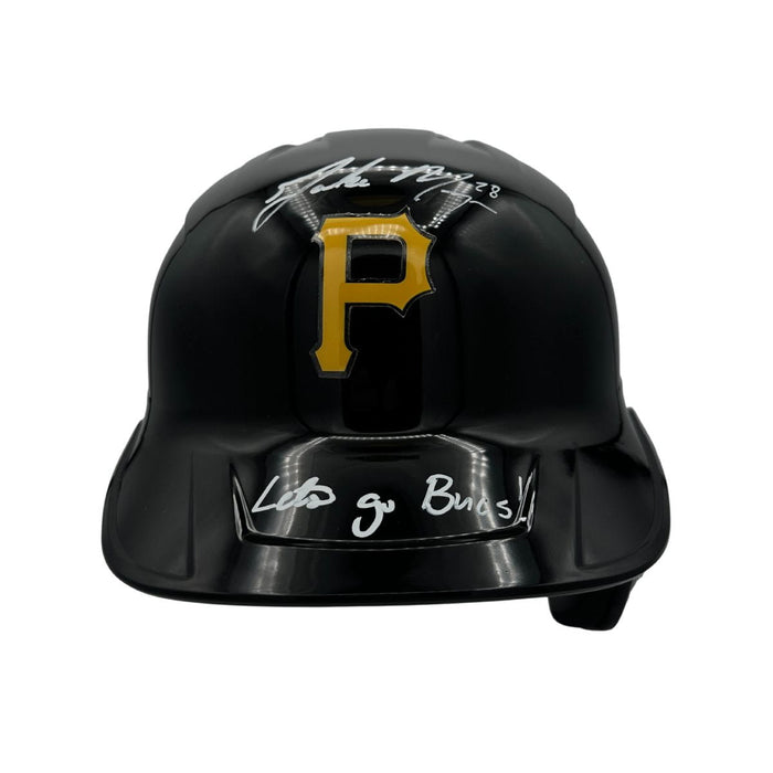 Jake Mangum Signed Pittsburgh Pirates Full Size Replica Batting Helmet with "Lets Go Bucs"