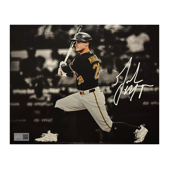 Jake Mangum Signed Spotlight Swinging in Black 8x10 Photo