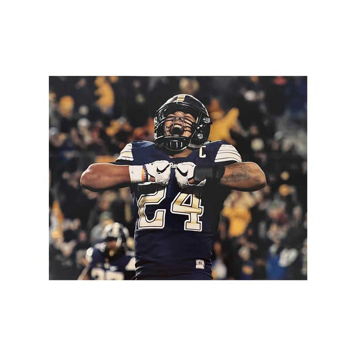 James Conner Celebrating In Pitt Navy Horizontal Unsigned 8X10 Photo