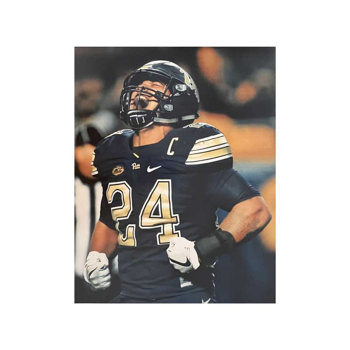 James Conner Celebrating In Pitt Navy Vertical Unsigned 16x20 Photo
