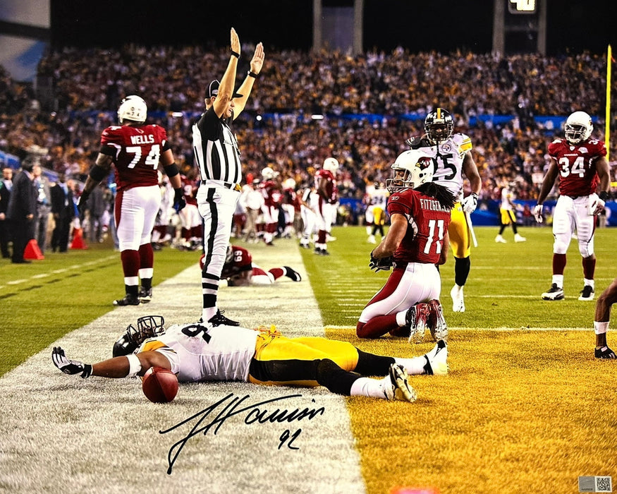 James Harrison Signed On Ground SB XLIII 16X20 Photo