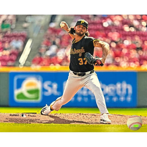 Jared Jones Pitching in Black Unsigned 8x10 Photo