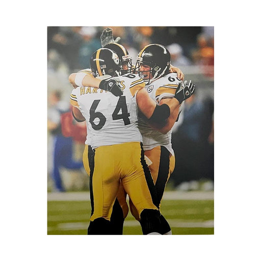 Jeff Hartings & Alan Faneca Hugging In White Unsigned 8x10 Photo