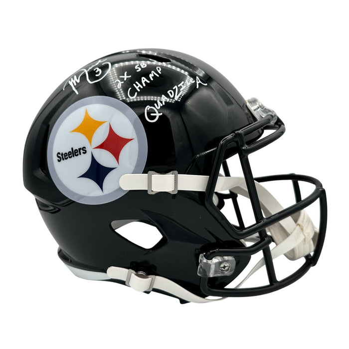 Jeff Reed Signed Pittsburgh Steelers Full Size Speed Replica Helmet with "2X SB Champ" & "Quadzilla"