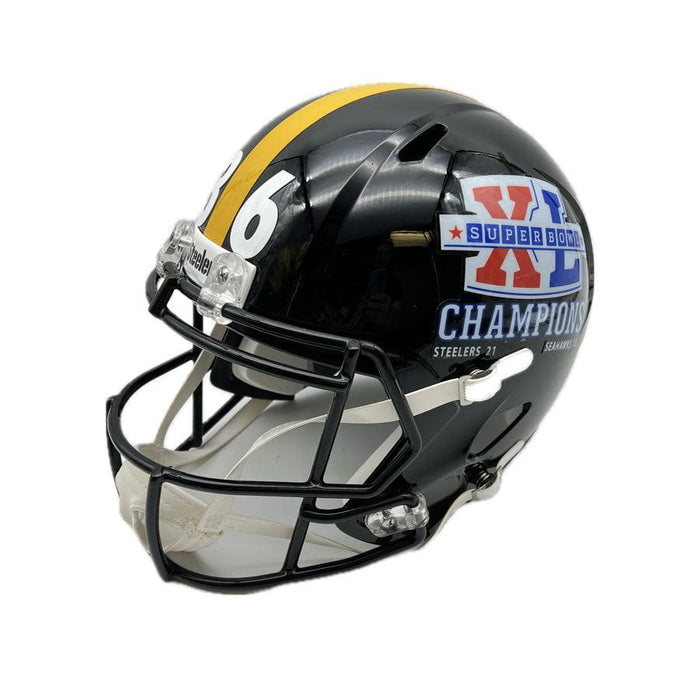 Jerome Bettis Signed Pittsburgh Steelers SB XL Full Size Black Replica Speed Helmet with "SB XL Champs"