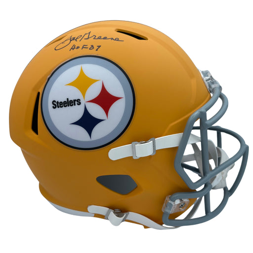 Joe Greene Signed Pittsburgh Steelers 1933 Throwback Full Size Replica Helmet with HOF 87