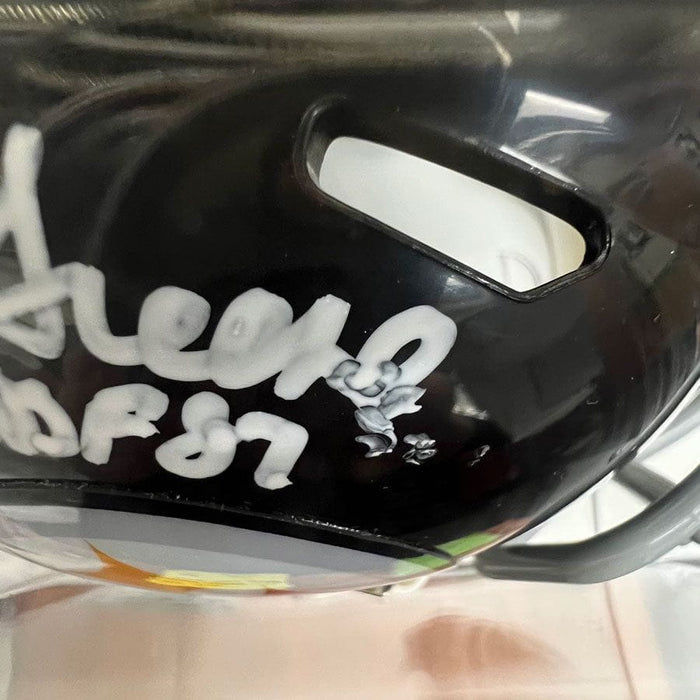Joe Greene Signed Pittsburgh Steelers Black TB Speed Mini Helmet with HOF 87 - DAMAGED #3