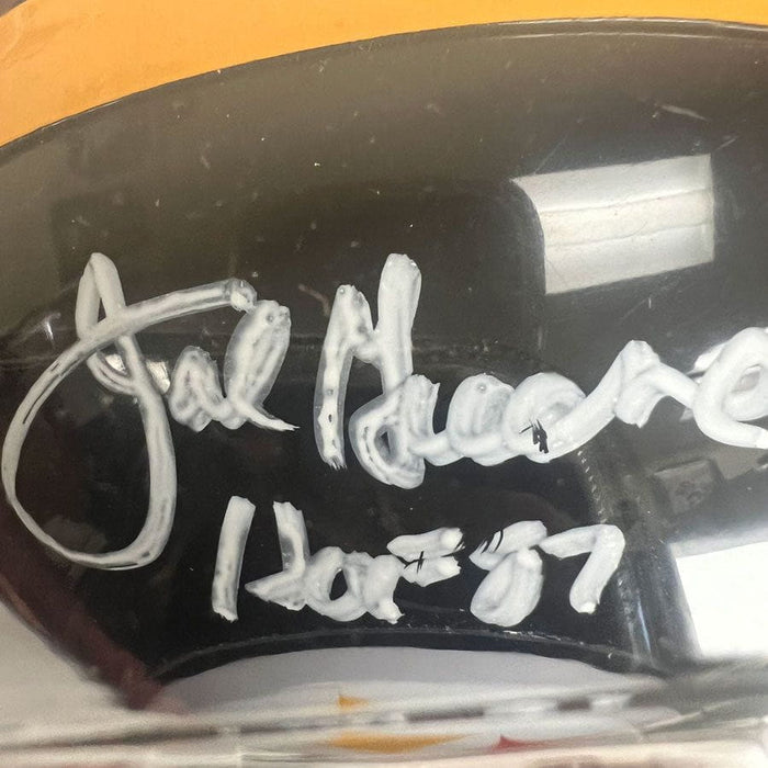 Joe Greene Signed Pittsburgh Steelers Black TB Speed Mini Helmet with HOF 87 - DAMAGED #1