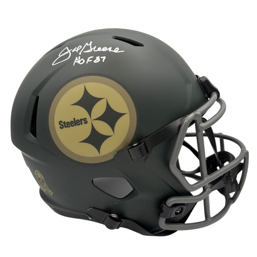 Joe Greene Signed Pittsburgh Steelers Full Size 2025 Salute to Service Speed Replica Helmet with HOF 87