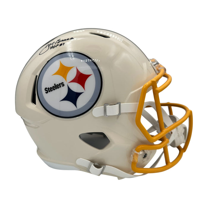Joe Greene Signed Pittsburgh Steelers Full Size Retro Replica Helmet with HOF 87