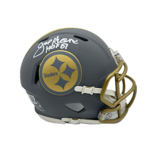 Joe Greene Signed Pittsburgh Steelers SLATE Mini Helmet with HOF 87