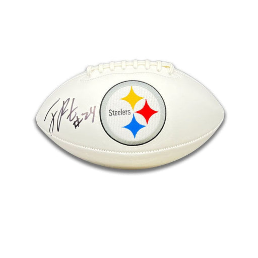 Joey Porter Jr. Signed Pittsburgh Steelers White Logo Football - DAMAGED