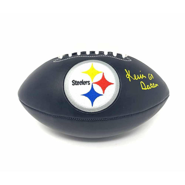 Kevin Dotson Signed Pittsburgh Steelers Black Logo Football - DAMAGED
