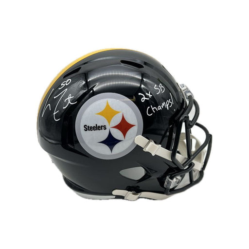 Larry Foote Autographed Pittsburgh Steelers Full Size Replica Speed Helmet with 2X SB Champs