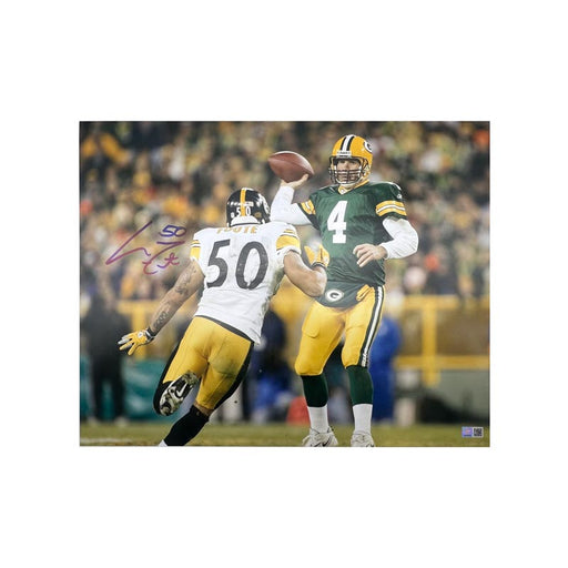 Larry Foote Signed Chasing Down Brett Favre 16x20 Photo