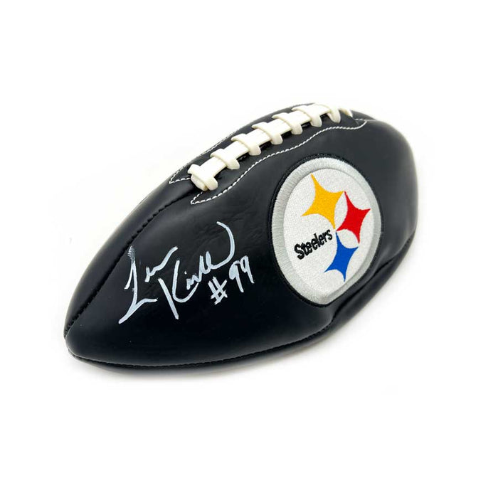 Levon Kirkland Autographed Pittsburgh Steelers Black Logo Football - DAMAGED #2