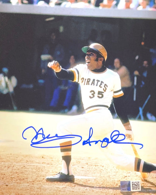 Manny Sanguillen Signed Swinging Away 8X10 Photo