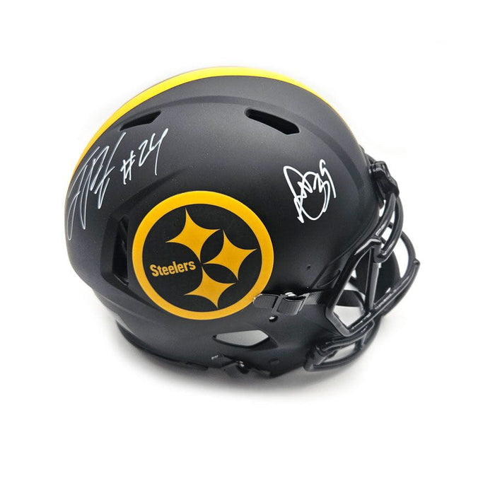 Minkah Fitzpatrick & Joey Porter Jr. Dual Autographed Pittsburgh Steelers Full Size Eclipse Authentic Helmet