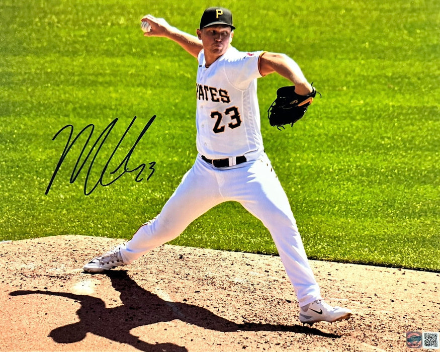 Mitch Keller Signed Pitching in White 11X14 Photo