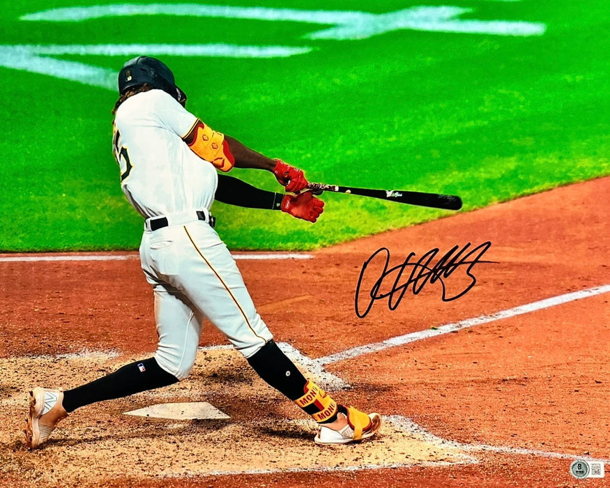 Oneil Cruz Signed Swinging in White Back View 16x20 Photo