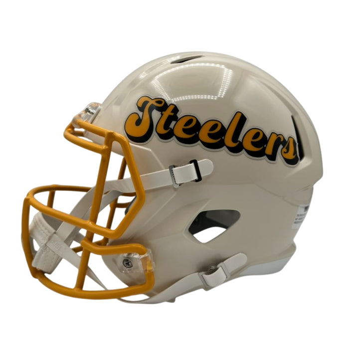 Pat Freiermuth Signed Pittsburgh Steelers Full Size Retro Replica Helmet with Muuuth