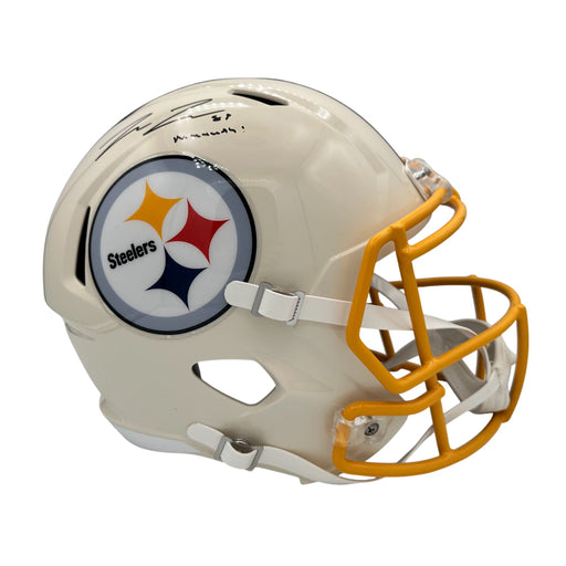Pat Freiermuth Signed Pittsburgh Steelers Full Size Retro Replica Helmet with Muuuth