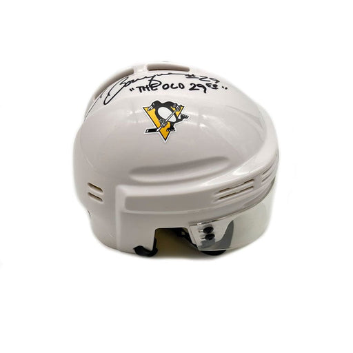 Phil Bourque Autographed Pittsburgh Penguins White Mini Helmet with "Old 29er"
