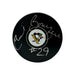 Phil Bourque Signed Pittsburgh Penguins Logo Puck