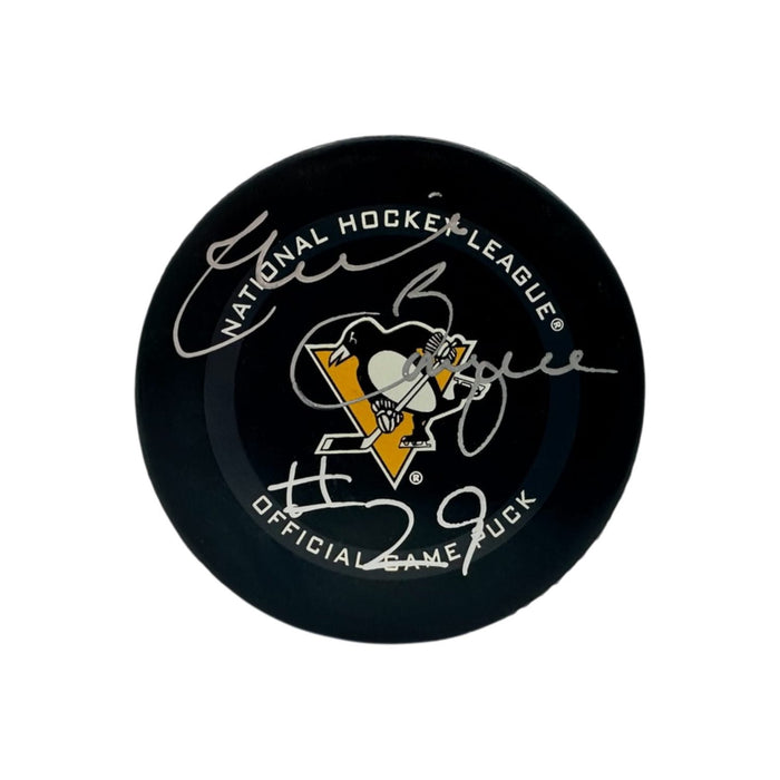 Phil Bourque Signed Pittsburgh Penguins Official Game Puck