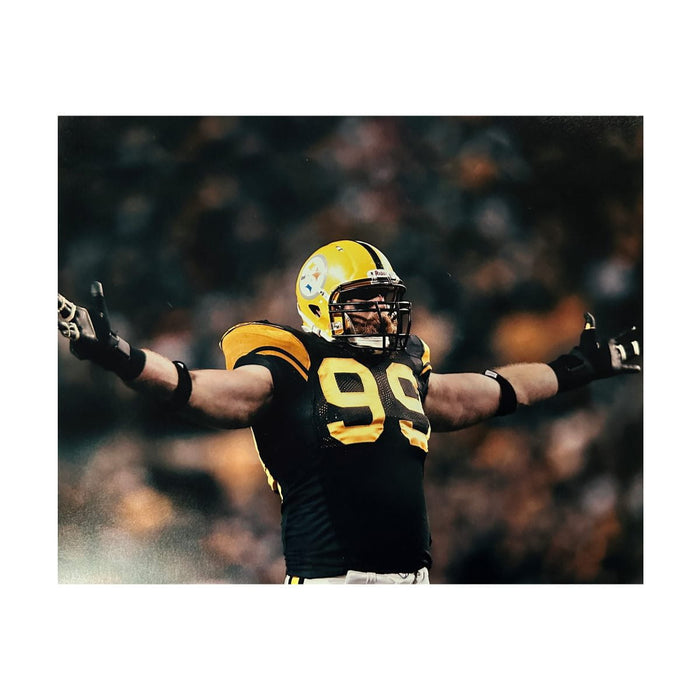 Pre-Sale: Brett Keisel Signed Arms Out 75th Anniversary Uniform 8x10 Photo