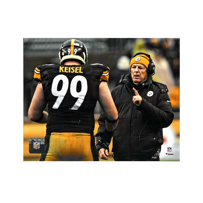 Pre-Sale: Brett Keisel Signed Talking with Coach Lebeau 8x10 Photo