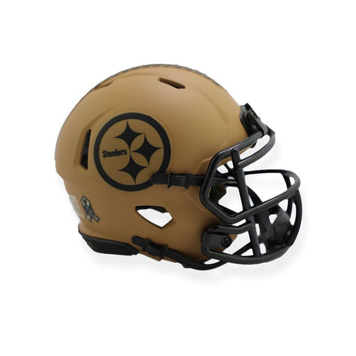 Pre-Sale: Dermontti Dawson Signed Pittsburgh Steelers 2023 Salute to Service Speed Mini Helmet with Free HOF 12 Inscription