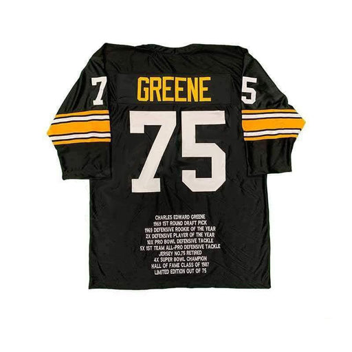 Pre-Sale: Joe Greene Signed Custom Black STAT 3/4 Sleeve Jersey  (Includes FREE HOF 87 Inscription)