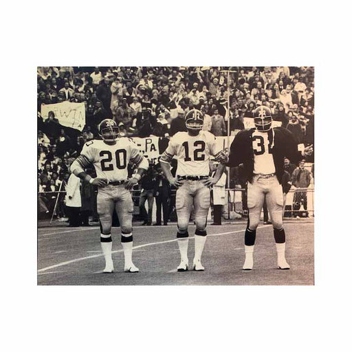 Pre-Sale: Terry Bradshaw Signed Standing with Rocky Bleier and Franco Harrris Photo