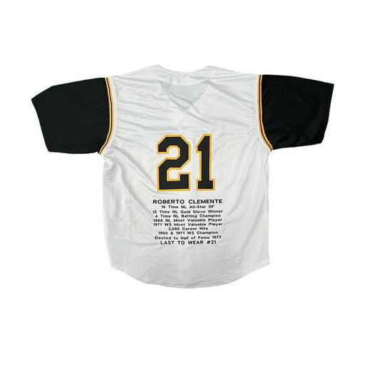 Roberto Clemente Unsigned Custom White STAT Jersey