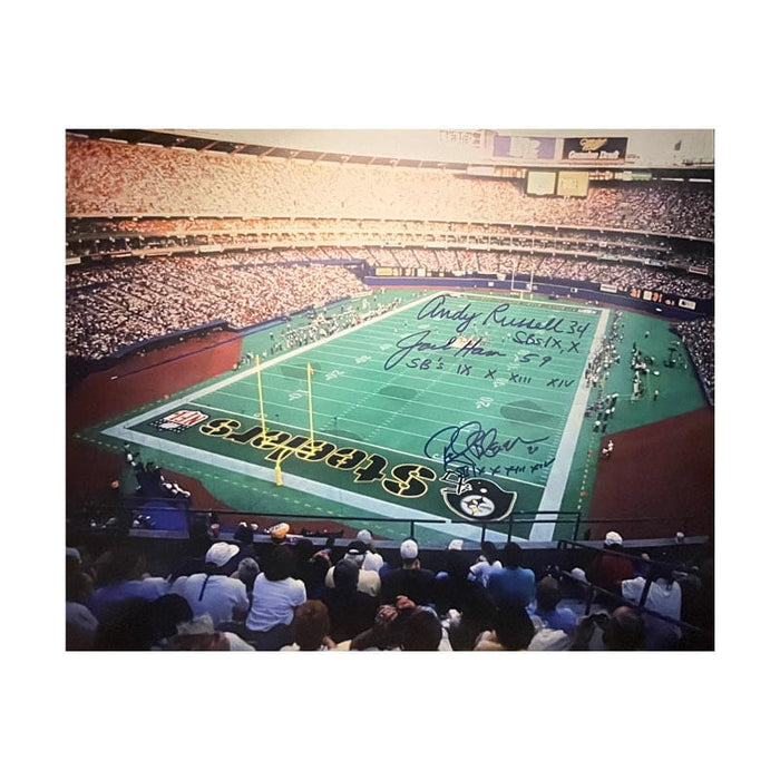Rocky Bleier, Andy Russell and Jack Ham Signed 3 Rivers Stadium Field 16x20 Photo